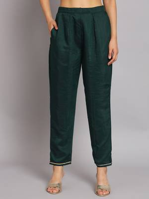   women kurta and trousers pant set silk blend 4