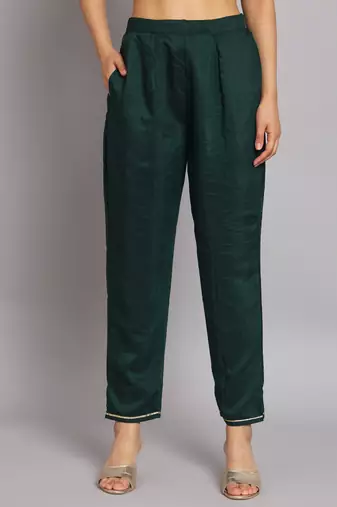   women kurta and trousers pant set silk blend