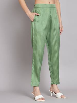   women kurta and trousers pant set silk blend 4