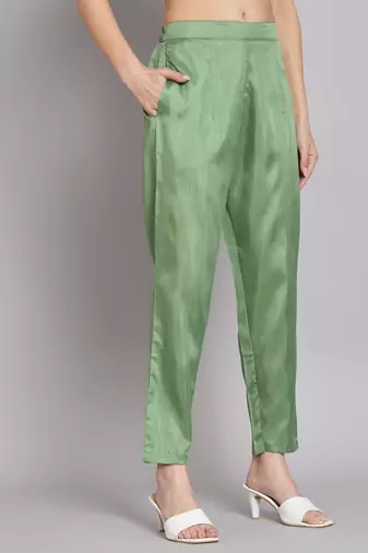   women kurta and trousers pant set silk blend