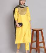  women kurta and trousers pant set silk blend