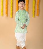 Budding bees 2pcs Blue & White Festive Dhoti set with wallet