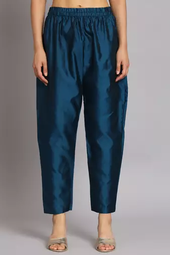   women kurta and trousers pant set silk blend