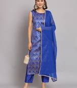   women kurta and trousers pant set silk blend
