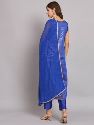   women kurta and trousers pant set silk blend 2