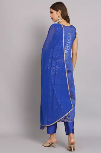   women kurta and trousers pant set silk blend