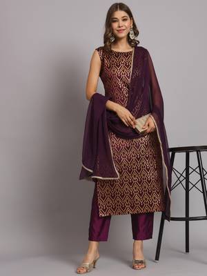   women kurta and trousers pant set silk blend 1