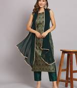   women kurta and trousers pant set silk blend