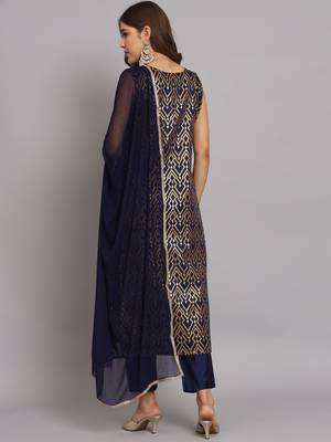   women kurta and trousers pant set silk blend 2