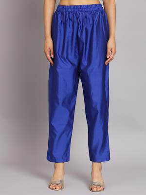   women kurta and trousers pant set silk blend 4
