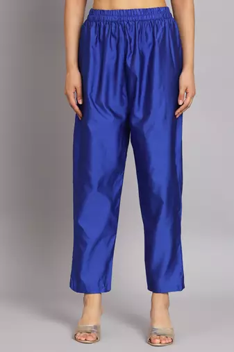   women kurta and trousers pant set silk blend