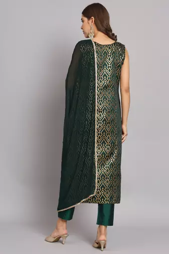   women kurta and trousers pant set silk blend