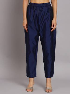   women kurta and trousers pant set silk blend 4