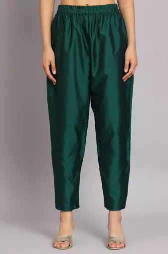   women kurta and trousers pant set silk blend