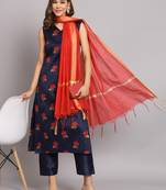   women kurta and trousers pant set silk blend