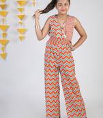 Budding Bees Vibrant Allure Pink Printed Jumpsuit