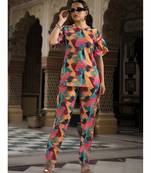 Casual Fashionable Multi Muslin co-ord set