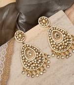 Kundan Chandbali Earrings in Antique Gold