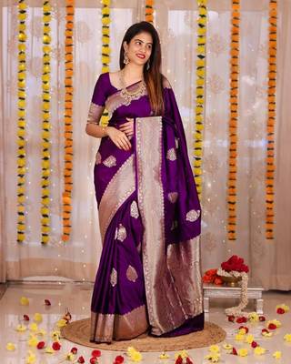 PURPLE UNIQUE PRETTY JACQUARD SAREE 1