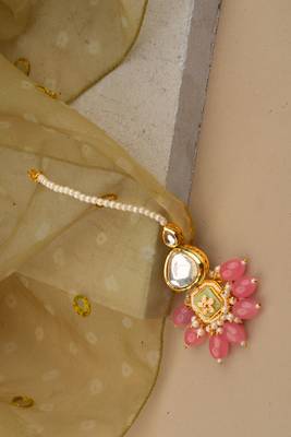 Gold Plated Kundan Mangtikka with Pink Stones 1