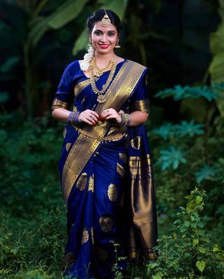 BLUE UNIQUE PRETTY JACQUARD SAREE 1