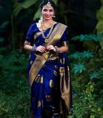 BLUE UNIQUE PRETTY JACQUARD SAREE