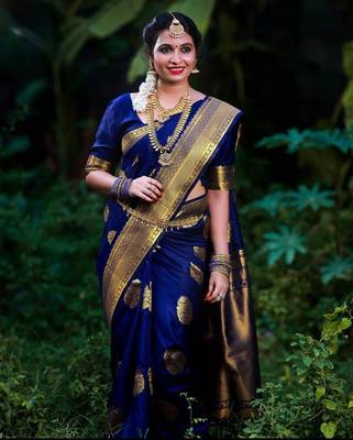 BLUE UNIQUE PRETTY JACQUARD SAREE 3