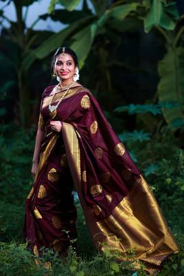 WINE UNIQUE PRETTY JACQUARD SAREE 2