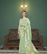Elora linen silk jacquard designer saree for women (light green)