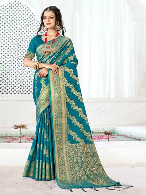Sangam Prints Sea Green Silk Siroski Stone Work Traditional Tassels Saree 1