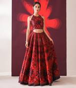 Red Silk Halter Lehenga Set