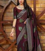 MAROON  ADORABLE JACQUARD SAREE
