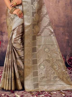 Sangam Prints Grey South Silk Rich Pallu Silk Traditional Tassels Saree 3