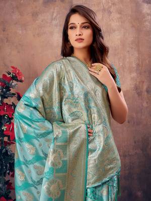 Sangam Prints Sky Blue South Silk Rich Pallu Silk Traditional Tassels Saree 2