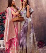 Sangam Prints Purple South Silk Rich Pallu Silk Traditional Tassels Saree