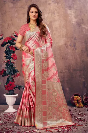 Sangam Prints Pink South Silk Rich Pallu Silk Traditional Tassels Saree