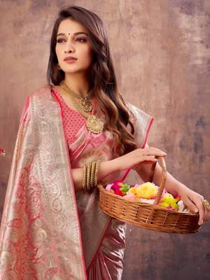 Sangam Prints Pink South Silk Rich Pallu Silk Traditional Tassels Saree 2