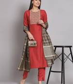   women kurta and trousers pant set silk blend