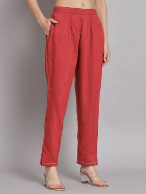   women kurta and trousers pant set silk blend 4