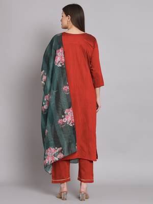   women flared kurta and trousers pant set silk blend 2