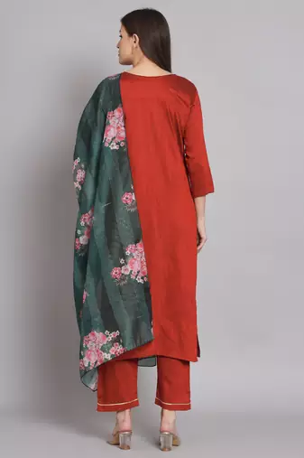   women flared kurta and trousers pant set silk blend