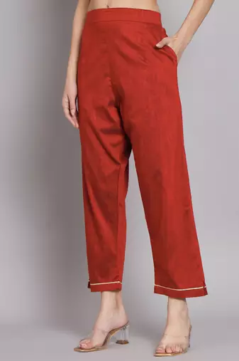   women flared kurta and trousers pant set silk blend