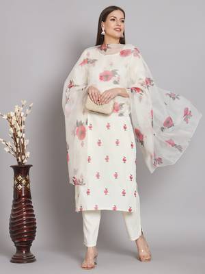   women kurta and trousers pant set cotton blend 1