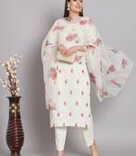   women kurta and trousers pant set cotton blend