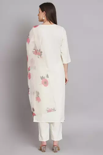   women kurta and trousers pant set cotton blend