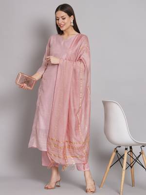  women kurta and trouser duppata set chanderi modal butti 1