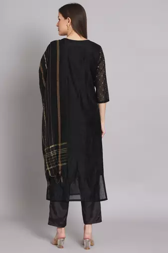  women kurta and trouser duppata set chanderi modal butti