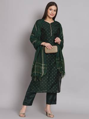  women kurta and trouser duppata set chanderi modal butti 1