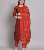  women kurta and trouser duppata set chanderi modal butti