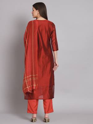  women kurta and trouser duppata set chanderi modal butti 2